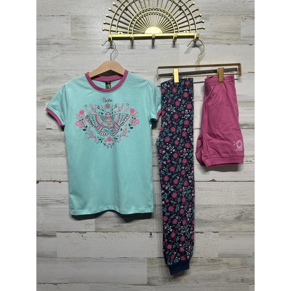Nano Girls Size 4 Glow in the‎ Dark Butterfly Pajama Set - 3 Pieces NWT